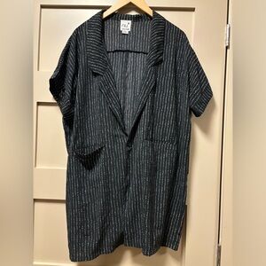 NU NEW YORK Short Sleeve Shirt Dress Smock Tunic Coverup Duster Polka Dot OS